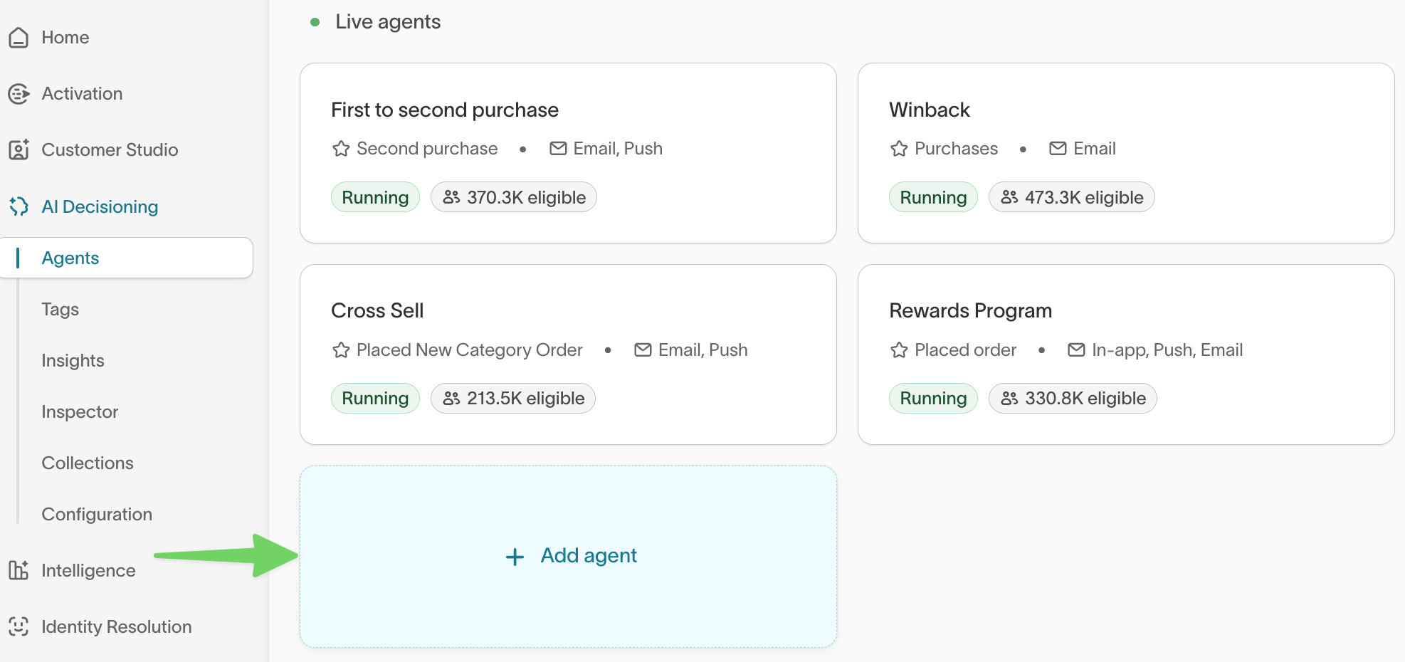 Add agents button
