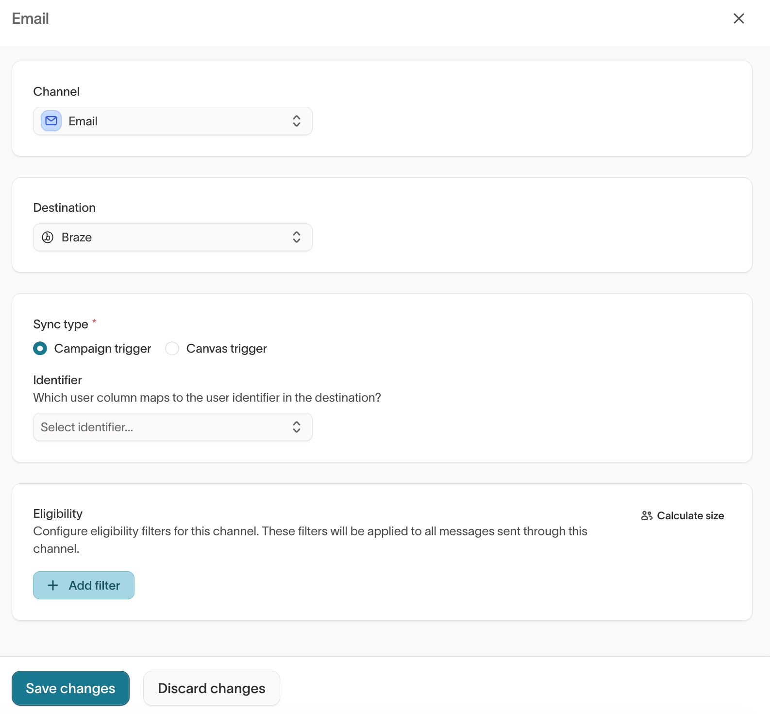 New channel modal