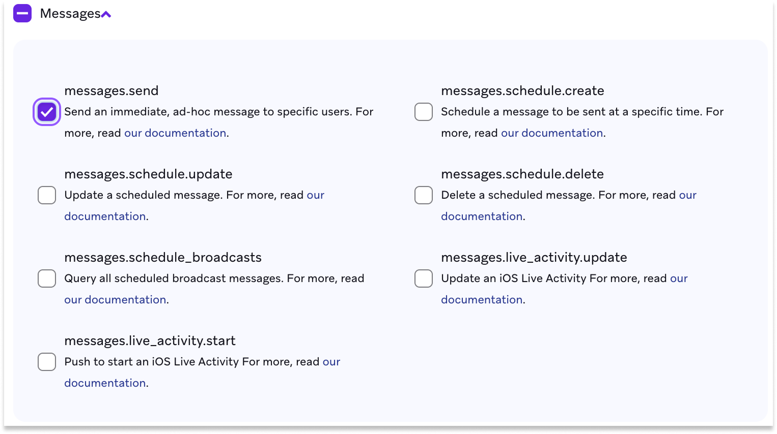 Message permissions