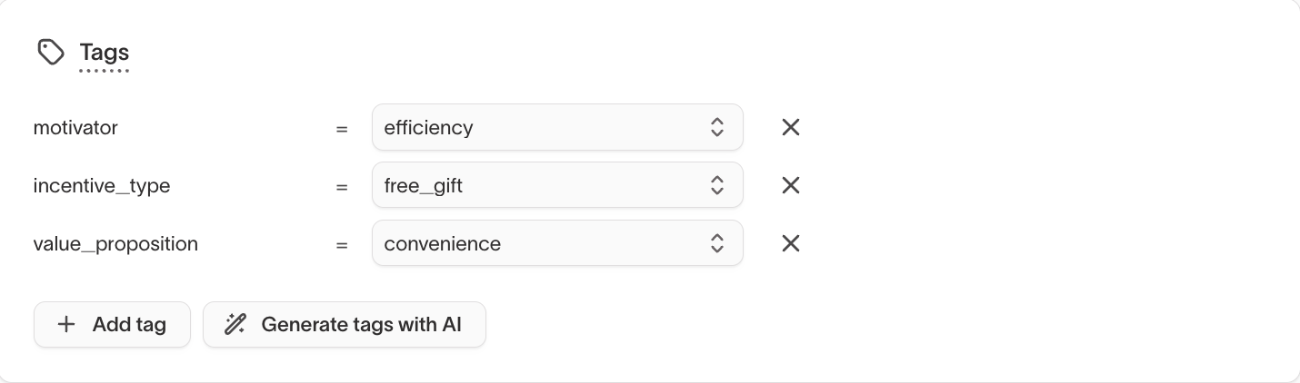 Tags settings