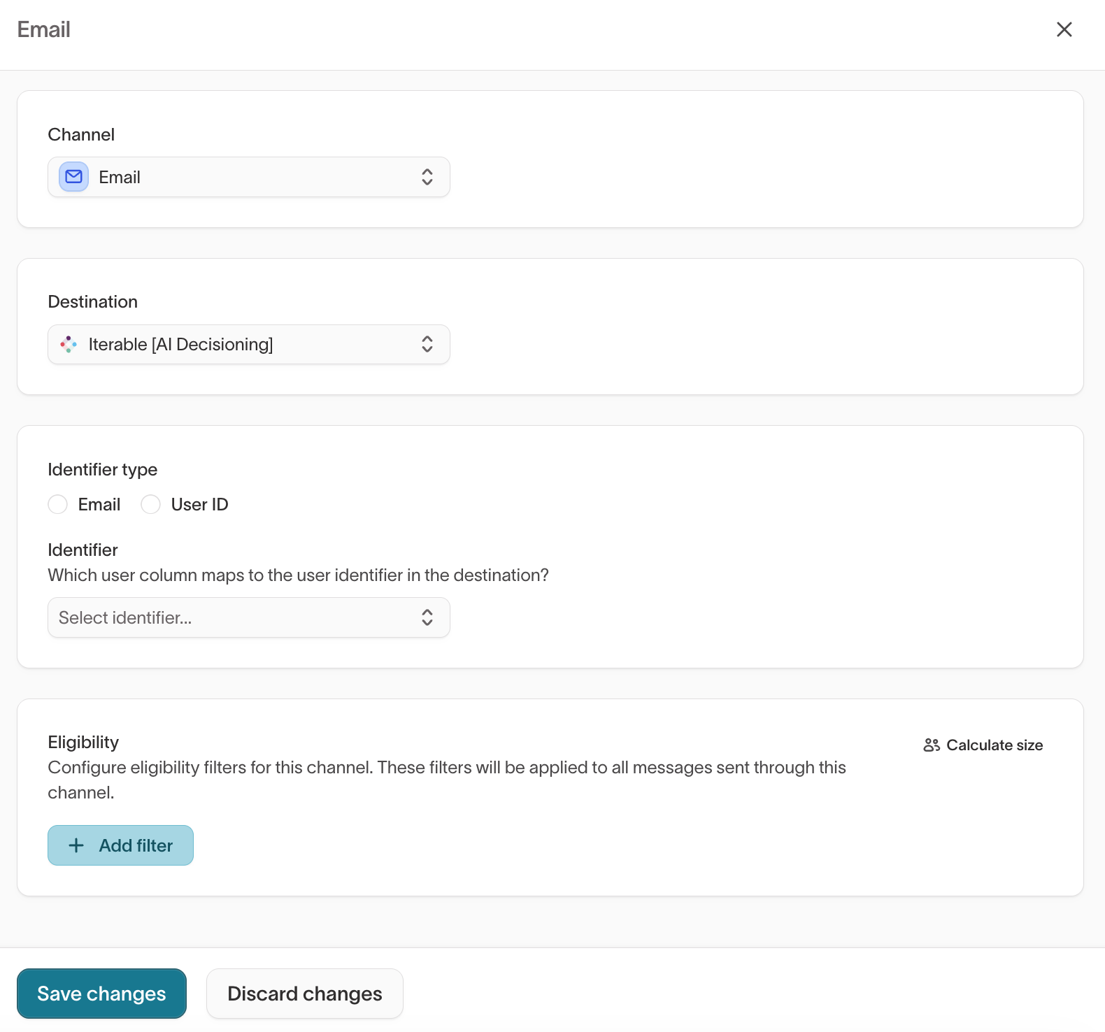 New channel modal