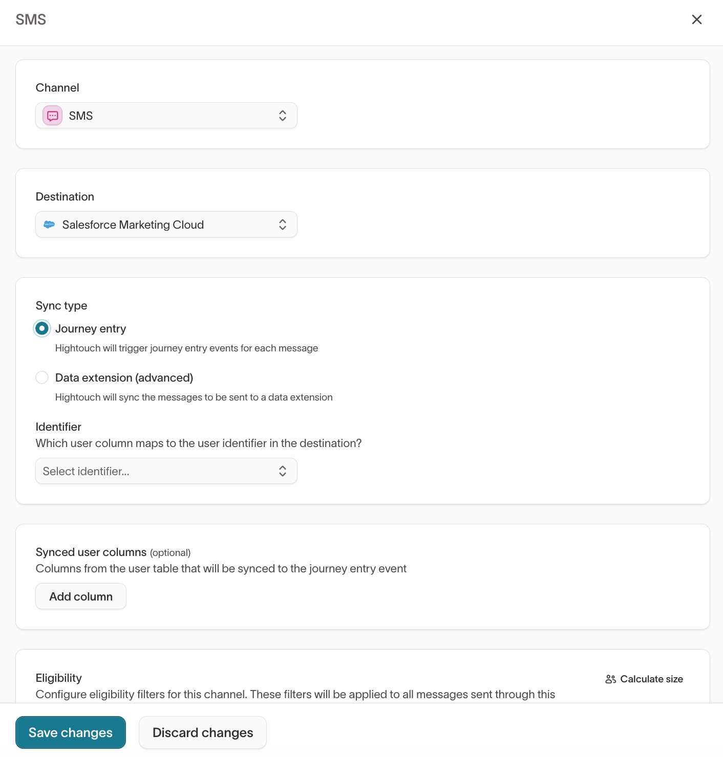 SMS channel - Journey entry