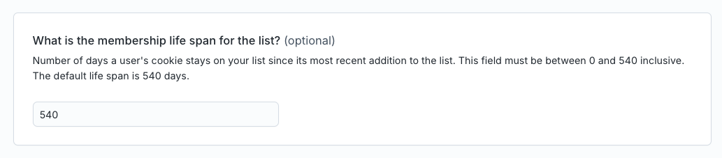 User list membership lifespan