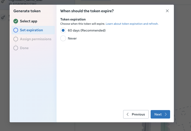 Screenshot of the Meta Business account UI