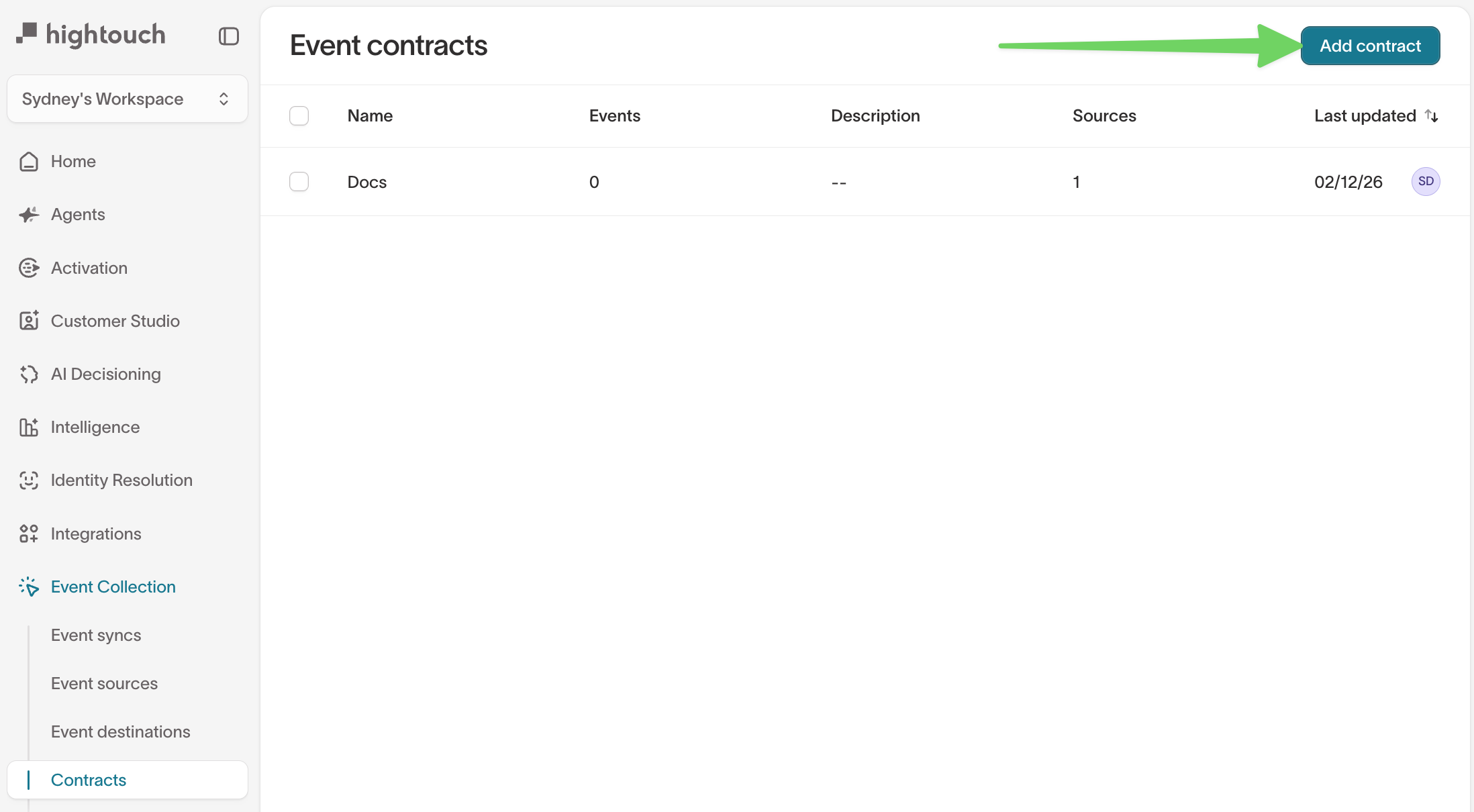 Add contract button