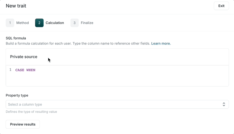 Formula trait editor
