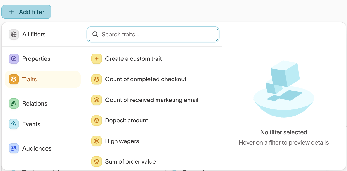 Trait filter option