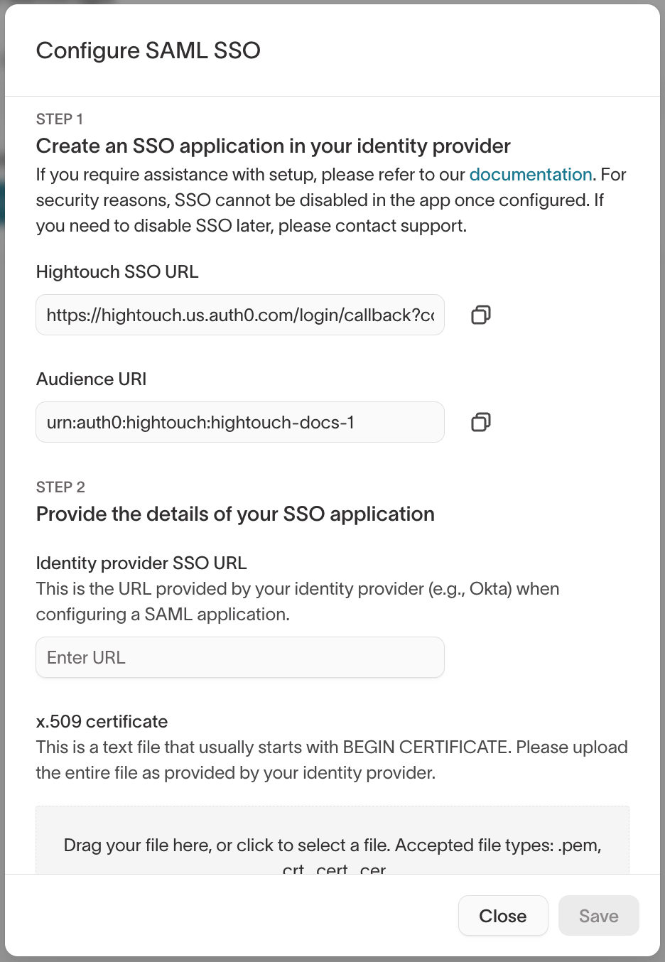 SSO setup